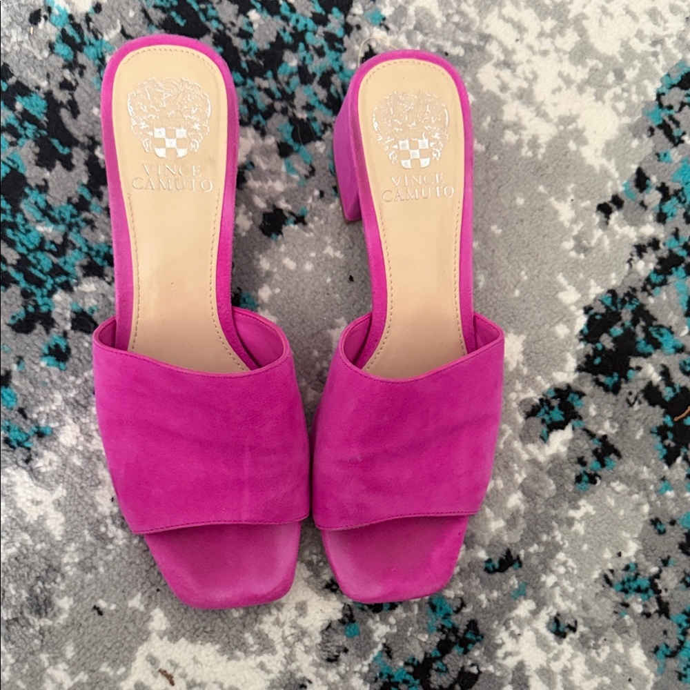 Vince Camuto Bright Fuchsia Suede Slide Heels